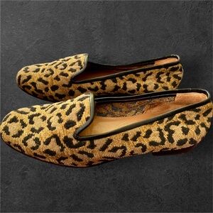 Stubbs and Wootton leopard Jane needlepoint loafers.